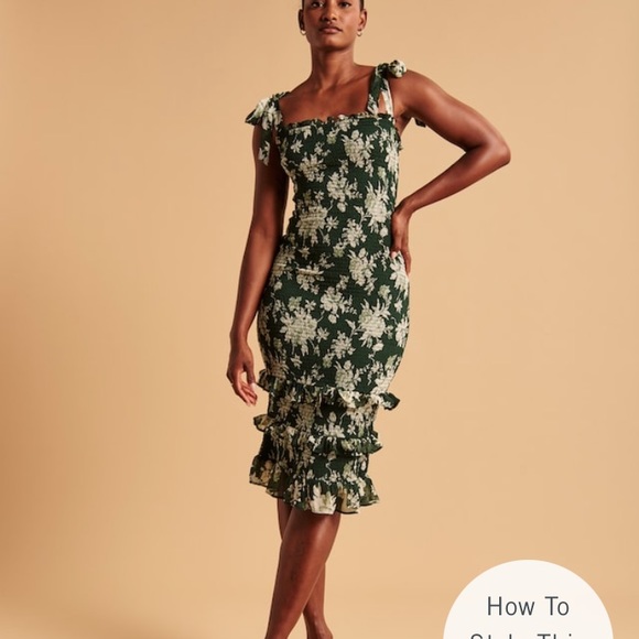 Abercrombie & Fitch Dresses & Skirts - A&F Tie-Strap Smocked Midi Dress